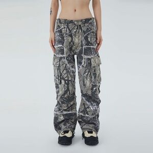 Made Extreme Jungle Camo Cargo Jeans Gray Green Loose Straight Streetwear Men XL